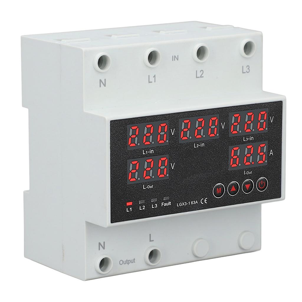 Automatic Transfer   63A 3P4W LED Display   Voltage Protector for Home Generator Inverter