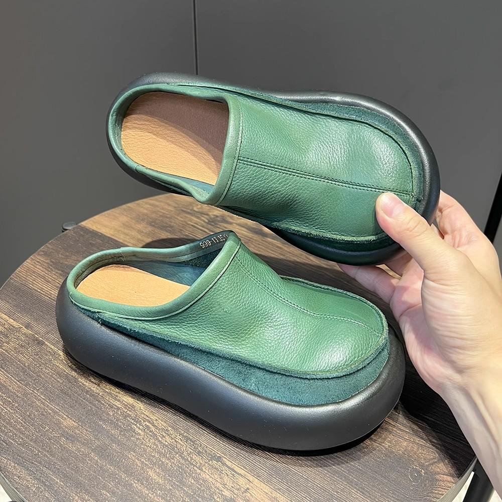 Módne GKTINOO Retro Platformové Šľapky s Uzavretou Špičkou Dámske Sandále s Hrubým Podpätkom Topánky Luxusné Vonkajšie Šľapky Kožené Plážové Šmykľavky