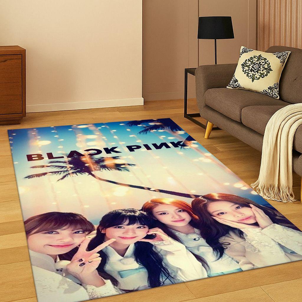 Tappeto Kpop B-Black Pink Gruppo Cantante Stella per Camera da Letto Soggiorno Divano Zerbino Decorazione Casa, Tappeto Area Antiscivolo Regalo