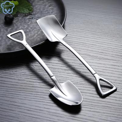 304 Shovel Spoons Stainless Steel Teaspoons Creative Coffee Honey Spoon For Ice Cream Dessert Scoop Tableware Cutlery Set