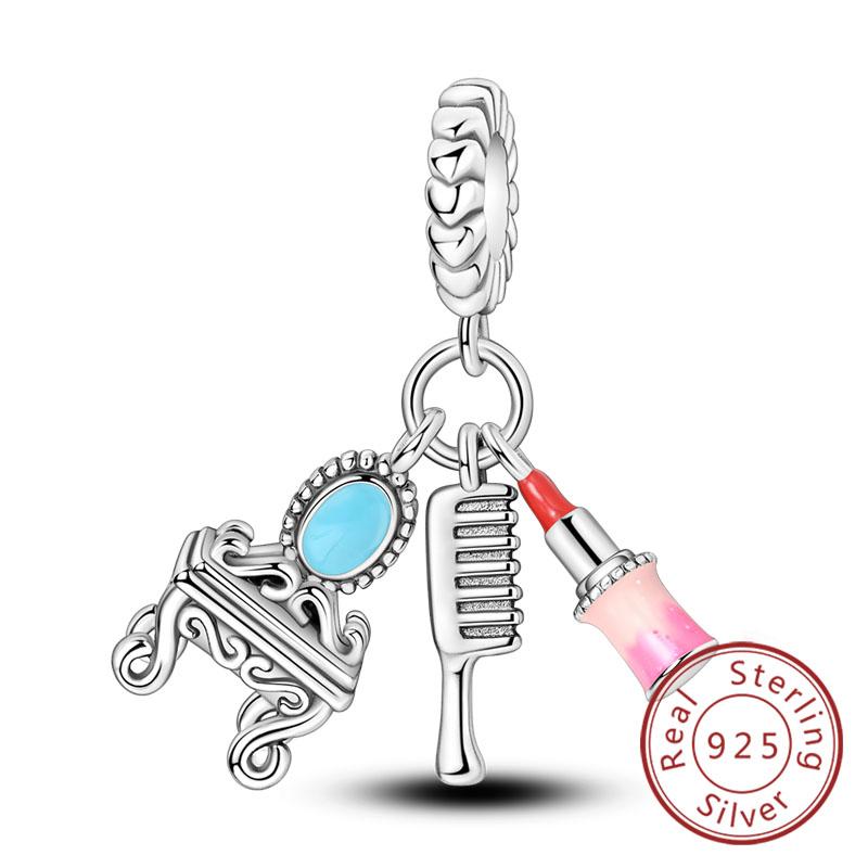 Fit Original Copper Charms Beads Bow Perfume Bottle Pink Charms For Women Fine Diy Birthday Jewelry Gifts