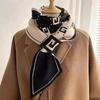Retro Warm Knitted Wool Button Scarf Women's Fashion Versatile Split Neck Cover Cold Neck Protection Shawl