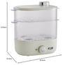 Toffy Compact Food Steamer K-FS1, Steams Food, Healthy, Simultaneous Top and Bottom Cooking, Timer, Cooking Cup, Boiled Eggs, Baby Food, Ash White (K-