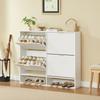 120 X 24 Cm Shoe Cabinet with Grooved Front – Height-Adjustable with Anti-Tip Protection and Decorative Table for the Hallway, In White
