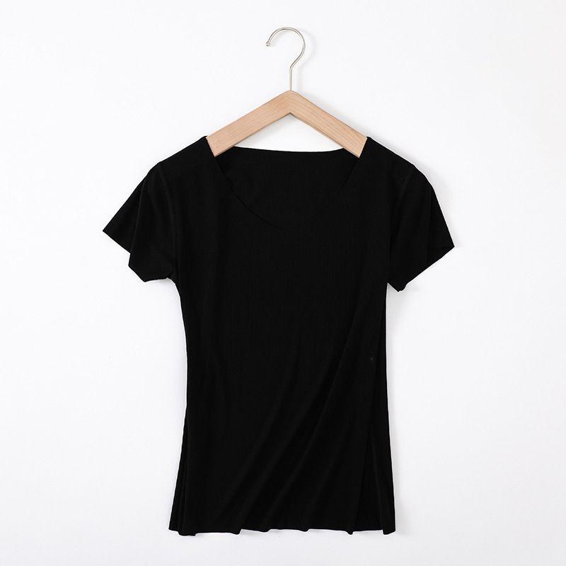 Elegant Summer Short Sleeves Tops Sexy Women Basic Tees Cropped T-shirt Blouse