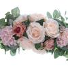 Handmade Wedding Wreath Featurings Green and Artificial Rose Wall Hanging Ornament Perfect for Springtimes Decorations