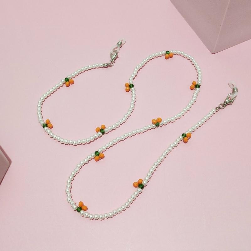 Retro Cherry Eyeglasses Chain Sophisticated Sunglasses Lanyard Accessory With Pearls And Cherry Embellishments