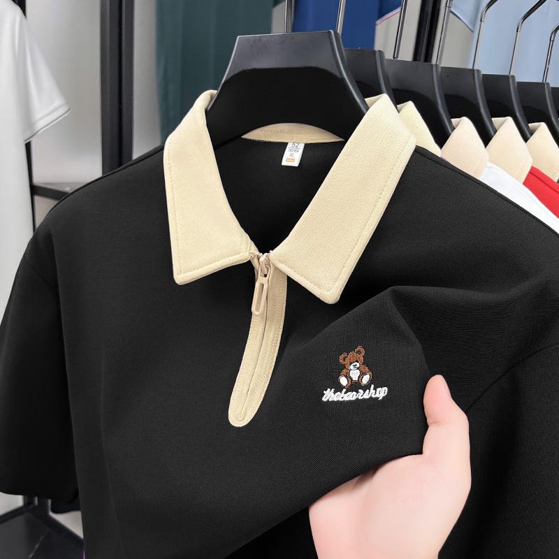 High quality short sleeve polo shirt men fashion trend brand bear embroidery summer comfortable breathable casual lapel T-shirt