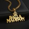 Atoztide Personalized Custom 5cm Big Pendant Names Necklace Stainless Steel Crown Cuban Thick Chain for Men Women Jewelry Gift