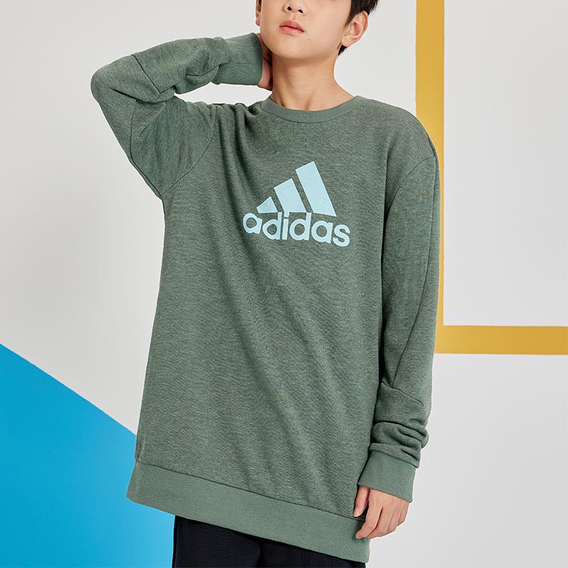 Adidas Kids Solid Color Large Logo Printed Casual Crew Neck Sweatshirt HN8478