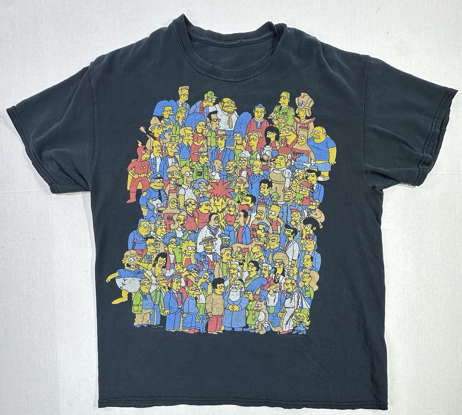 2003 The Simpsons All Characters Black XL Y2K Vintage Cartoon Tee Unisex T-Shirt S