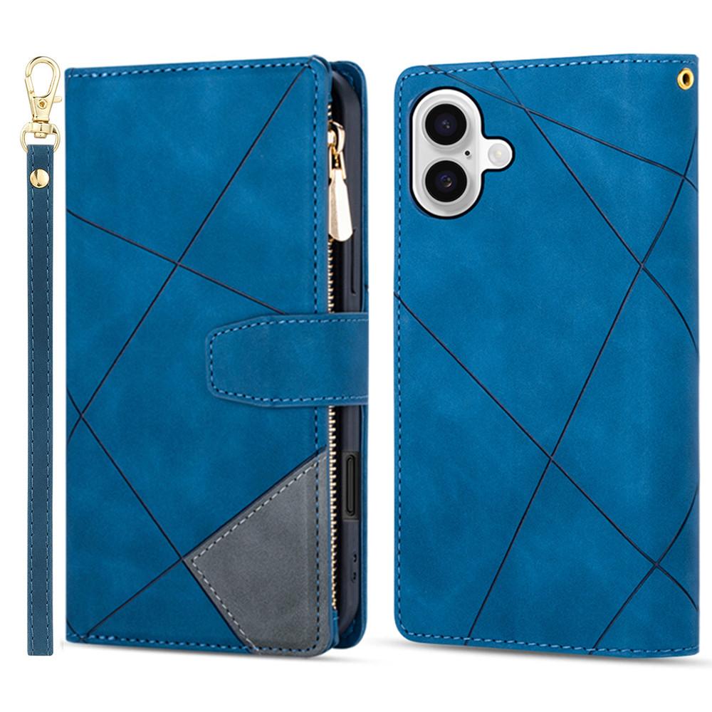 For iPhone 17 Wallet Case Color Splicing Leather Phone Cover with Stand C