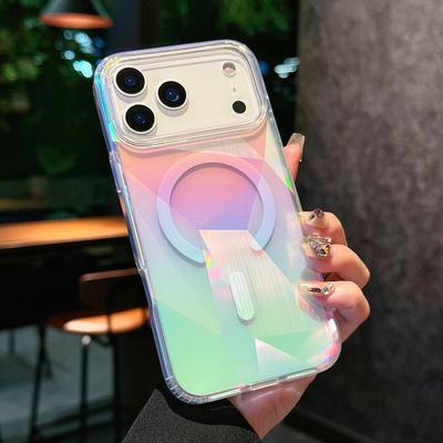 Aurora Laser Kleurverloop Magnetische Hoes voor iPhone 17 16 15 14 13 12 Pro Max Plus Air Draadloos Opladen Voor Magsafe Schokbestendige Cover