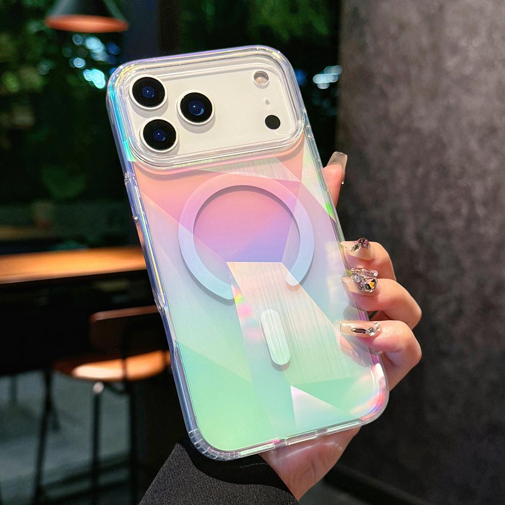 Aurora Laser Gradient Magnetický kryt pro iPhone 17 16 15 14 13 12 Pro Max Plus Air Bezdrátové nabíjení Pro Magsafe Nárazuvzdorný kryt