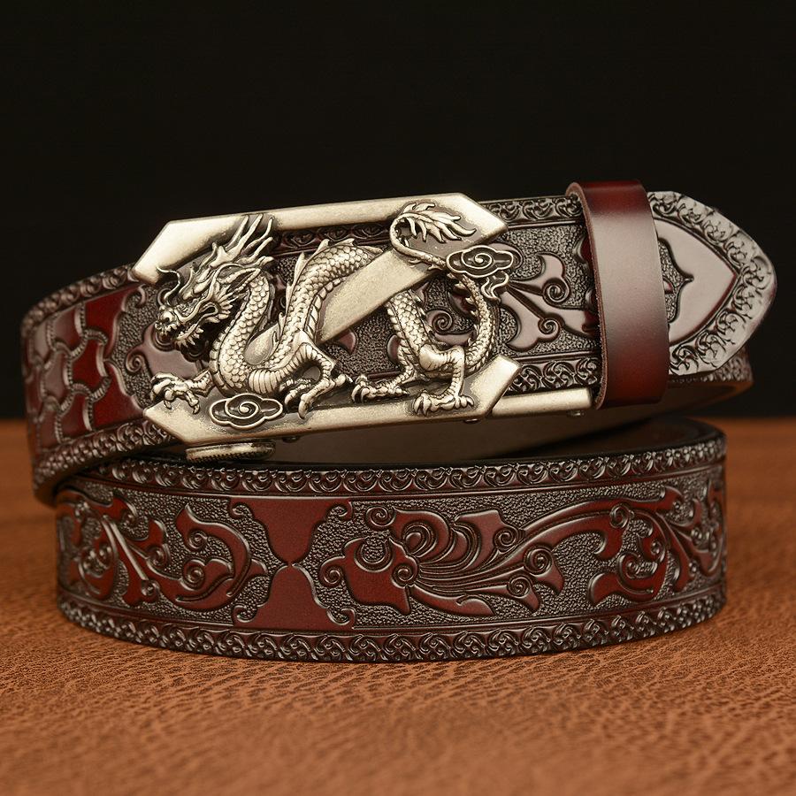 New Retro Fashion Business Men's Belt Western Automatic Buckle Cowboy Casual Style Luxury Brand Punk Belt Men