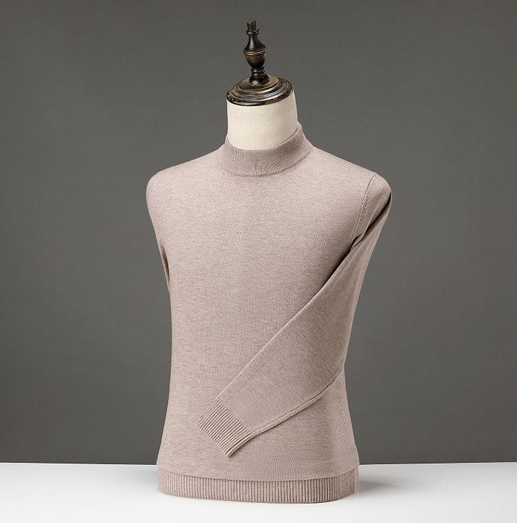 

Осенне-зимний мужской однотонный высокоэластичный утолщенный вязаный свитер, модный тренд, теплая рубашка с низом, мужской облегающий универсальный топ для мужчин 190