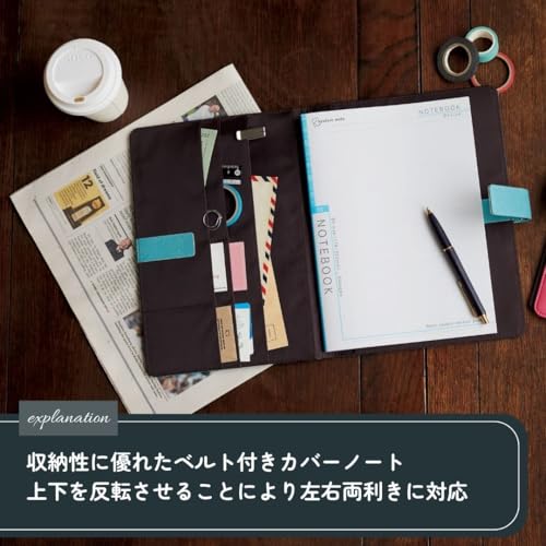 Raymay Fujii Notebook Cover, B5 Size, Multi-Cover Notebook with Belt, Navy Blue, CN255K