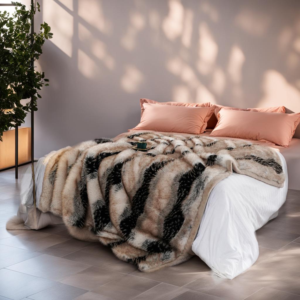 Luxury Faux Fur Blanket High-end Bed Fox Fur Blankets For Beds Plaid on The Sofa Cover Decoration Home Blankets And Throws