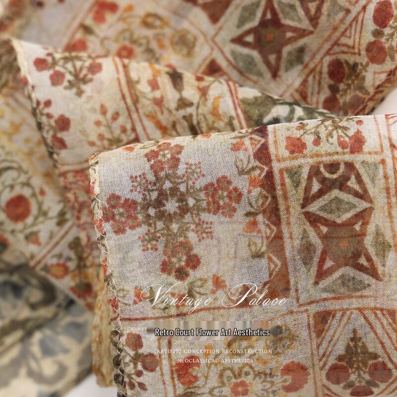 Lagur Art Persian Floral 100% Silk Scarf & Hair Tie