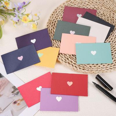 20Pcs/Set Mini Card Envelopes Pearlescent Paper Envelopes Business Greeting Cards Holder with Heart Pattern for Birthday Wedding