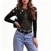 Women's Casual Slim Fit Long Sleeve Crewneck T-Shirt with Christmas Print for Holiday Party