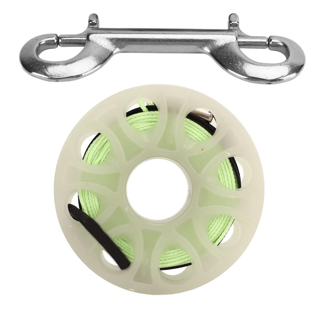 Diving Reel 30m Diving Finger Spool Reel with Double Ended Hook Fluorescent Green