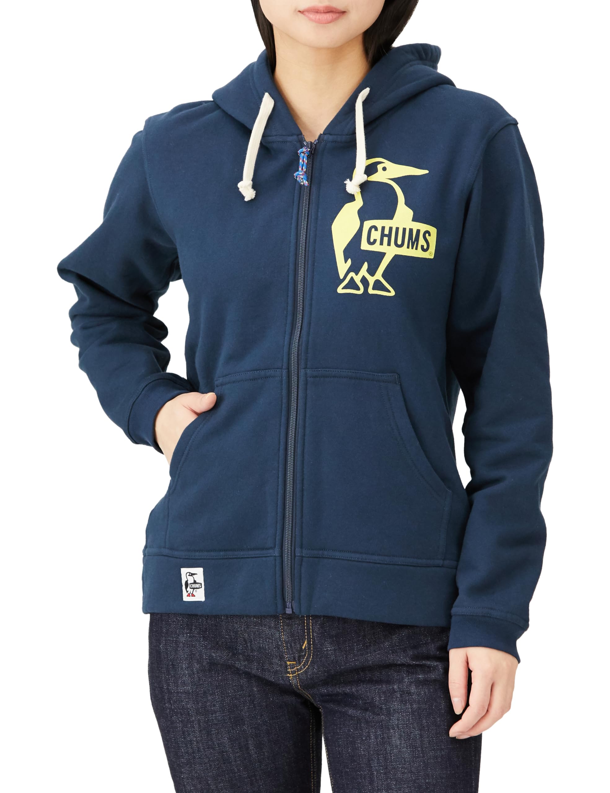

Hooded Sweatshirt Booby Logo Zip Parka [Chums] Women s Navy×Yellow