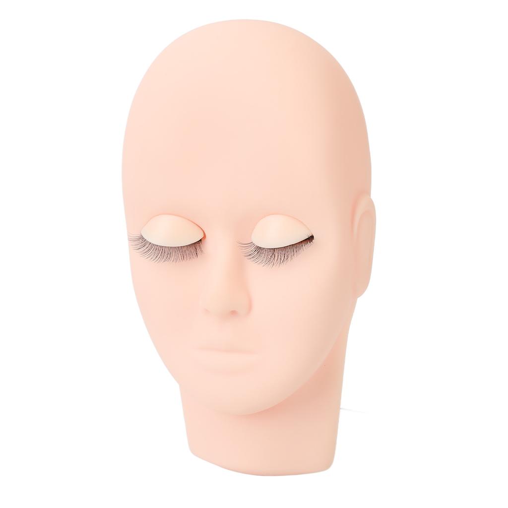 Lash Mannequin Head Makeup Eyelash Extension Practice Doll Head with 3 Pairs Removable Eyelids Double Layer Lashes