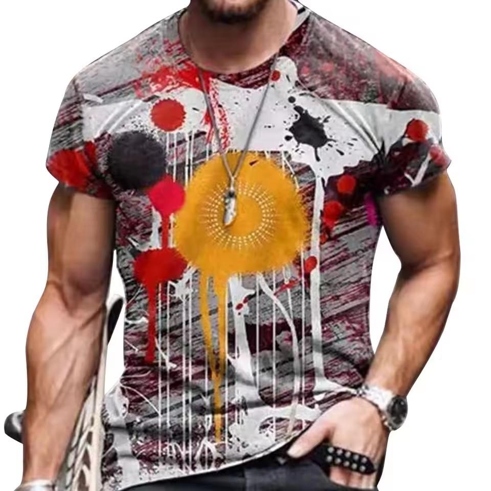 Men's Vintage Oversized Short Sleeve T Shirts  Summer Harajuku Ethnic Style 3D Print O Collared Graphic T-Shirt