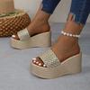 Fashionable High-heeled Slippers, Summer Solid Color Wedge Heels, Elegant and Comfortable Thick-soled Women's Shoes, Large Size