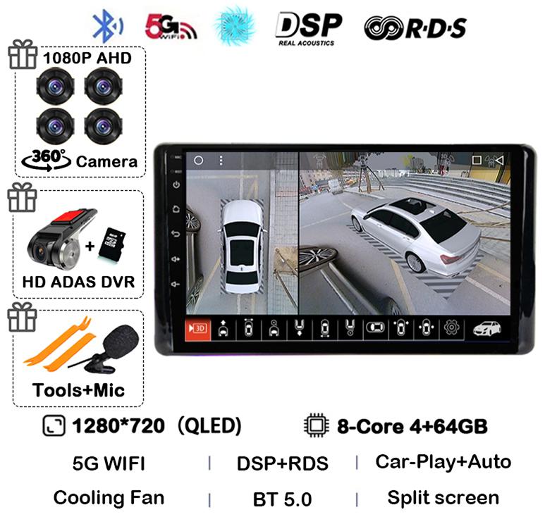Android 14 CarPlay Auto WIFI+4G Car Radio For Toyota Raize 2020 2021 2022 Multimedia Video Player Stereo DSP GPS 360 Camera QLED