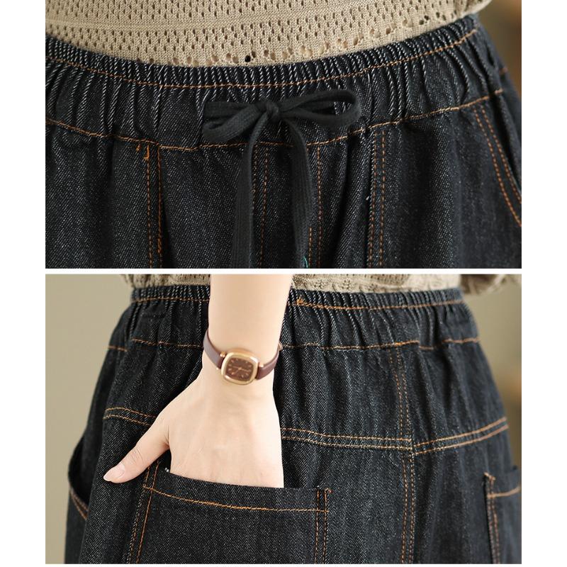 DIMANAF 2025 New Autumn Women Jeans Elastic Waist Denim Pants Loose Trousers Big Size Casual Cotton Vintage