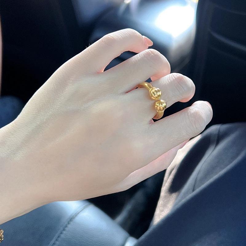 Ancient gold pumpkin head ring fashionable retro light luxury index finger ring opening adjustable jewelry