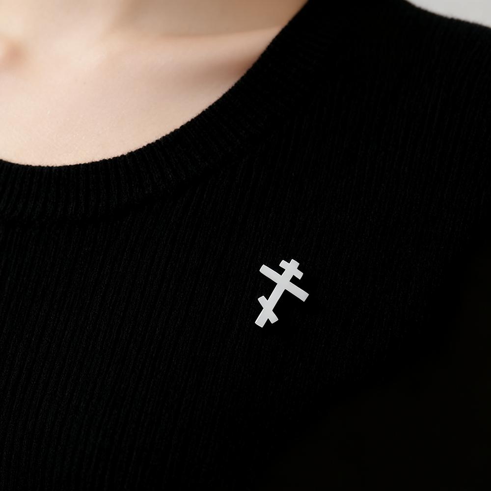 Orthodox Cross Brooch Men Women Stainless Steel Gold Pin Religious Christian Minimalist Classic Suit Accessories Gift