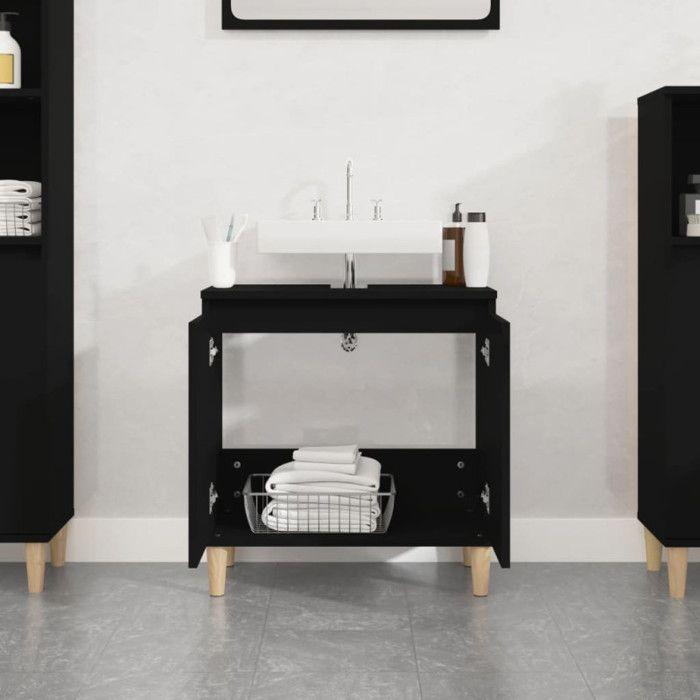 VidaXL Meuble d'évier noir 58x33x60 cm bois d'ingénierie 821253