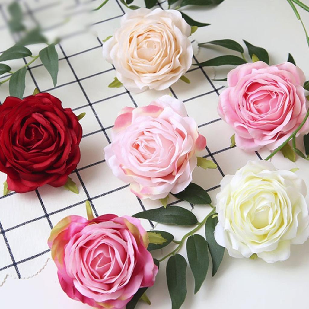 Artificial Rose Artificial Flower Living Room Decor Easy To Care Faux Silk Lifelike Realistic 9 CM Fade-Resistant