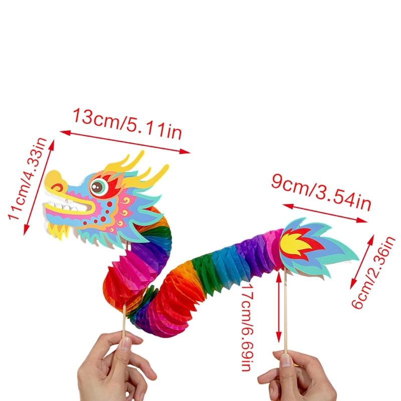 Paper Dragon Puppet Kits Paper Dragon Toy Chines New Year Supplies
