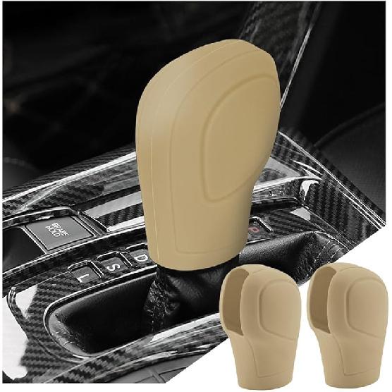 Zipelo 2 Pack Car Gear Shift Knob Cover, Anti-Slip Auto Knob Gear Stick Protector, Comfortable Silicone Handbrake Shifter Cover For Men Women,