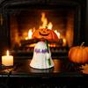 Miniature Halloween Props Ghost Figurine with Pumpkin Umbrella And Bat Eyeglasses, Cute Spooky Home Accents Creative Statue for Holiday Party Desktop