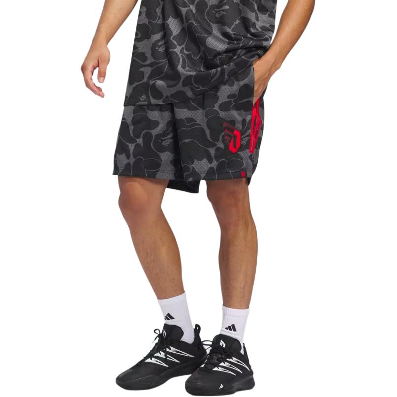 New Adidas X BAPE Dame 9 FW24 Basketball Shorts Men's Carbon Gray JF1153