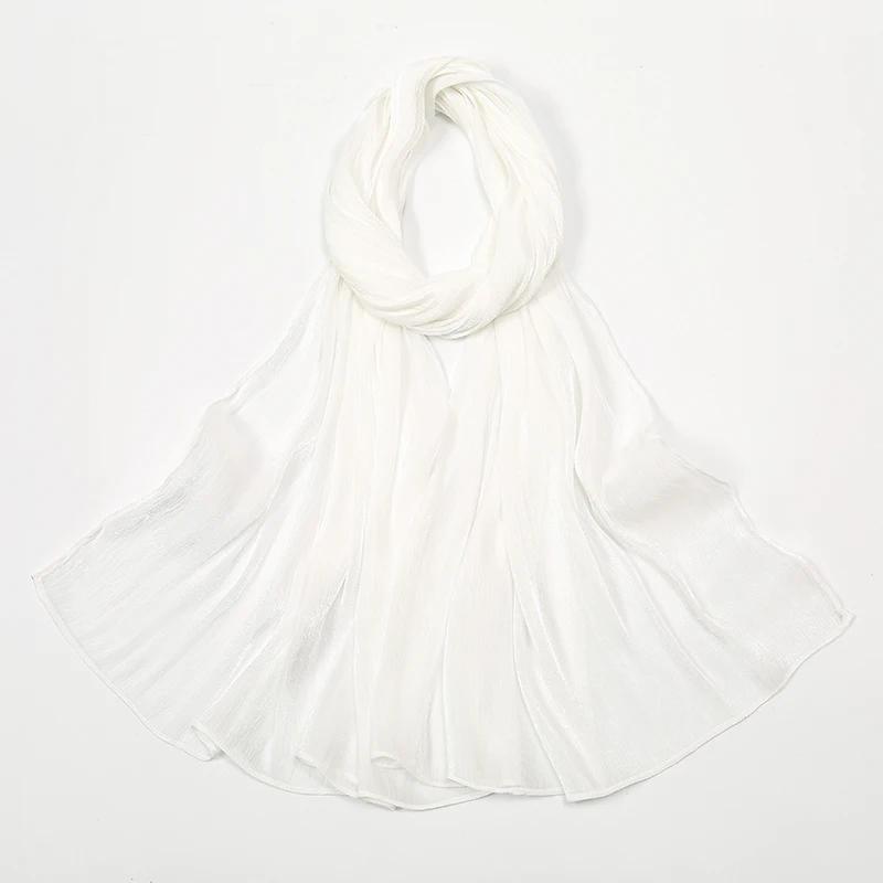 Newest Silk Crinkle Hijab Scarf Women Shimmer Shawls Plain Muslim Women Hijabs Breathab Islam Women Turban Pleated Scarf Ramadan