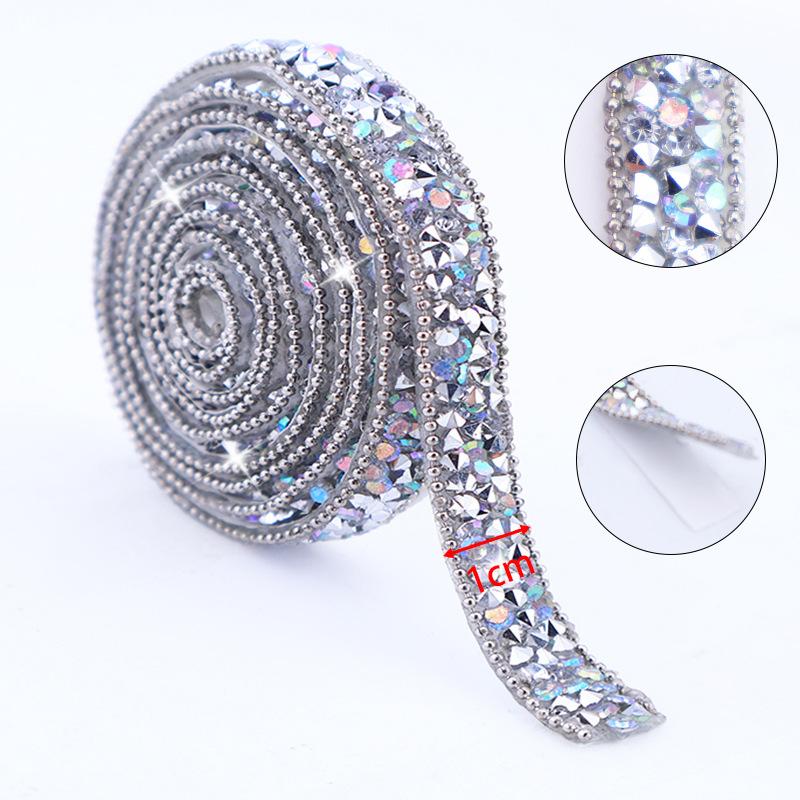 Self-Adhesive Sparkling Resin Diamond Color Ribbon, Totaling 2.5 Yards, Suitable for Crafts, Phone Gifts, Wedding, And Party Decorations