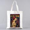 Borsa Shopping in Tela da Donna Jujutsu Kaisen Stampa Lettere Borsa a Spalla in Tessuto Femminile Borsa a Mano Eco Tote Riutilizzabile per la Spesa