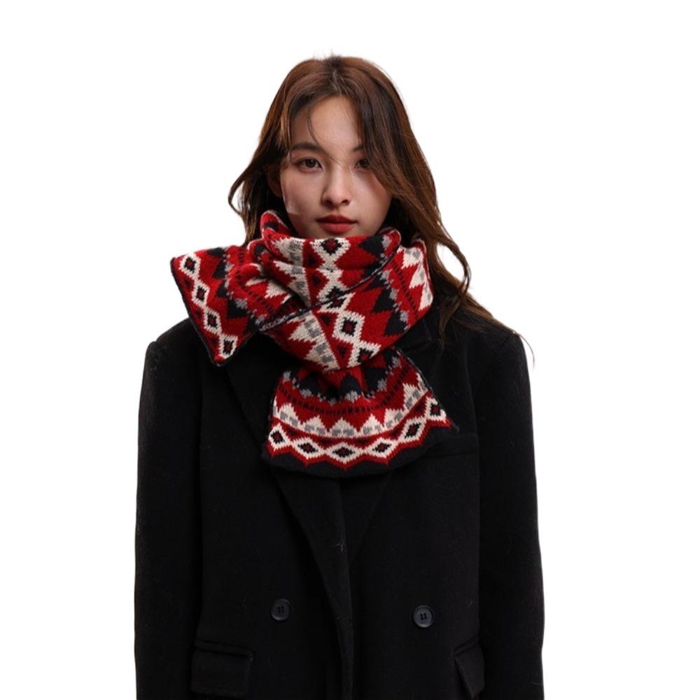 Thickened Women Scarf Jacquard Woolen Neckerchiefs Casual Winter Knitted Scarves  Female