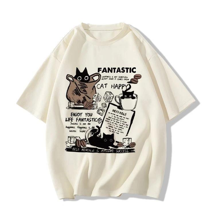 

Fantastic Cat Coffee Cute Cartoon Graphic T T-Shirt 4XL