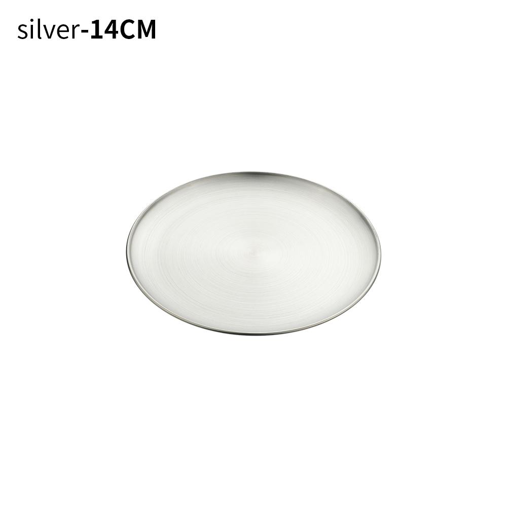 

Stainless Steel Tableware Gold Silver Cake Dessert Metal Dining Disc Shallow Tray Bone Spitting Dish Round Plate