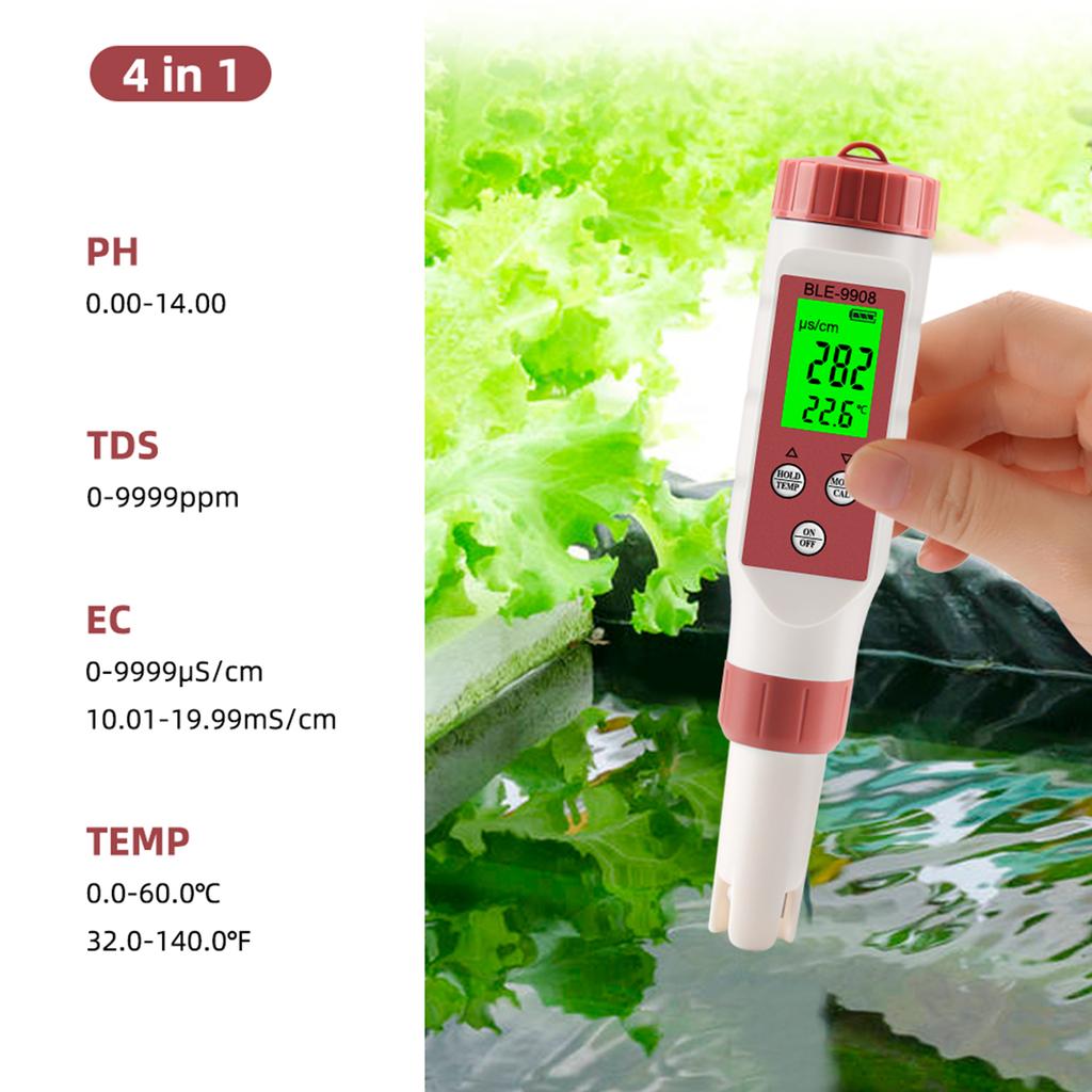 PH Meter High-Precision for Water Quality Tester Pen Measurement for Aquarium Swimming Pool Saltwater Tanks Hydroponics