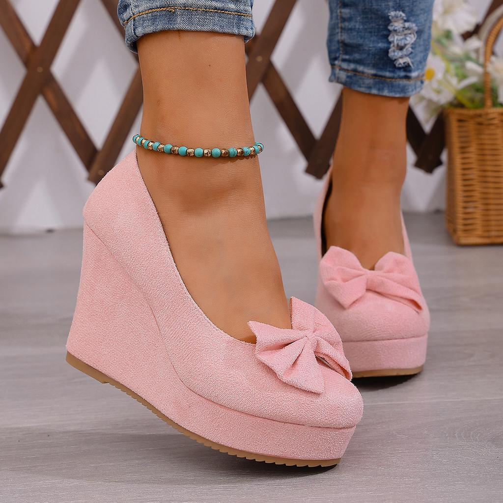 Spring/Autumn Pointed Toe Wedge Heel Shoes for Women, Fashionable Thick Sole Low-Cut High Heels, Women's Shoes 2026