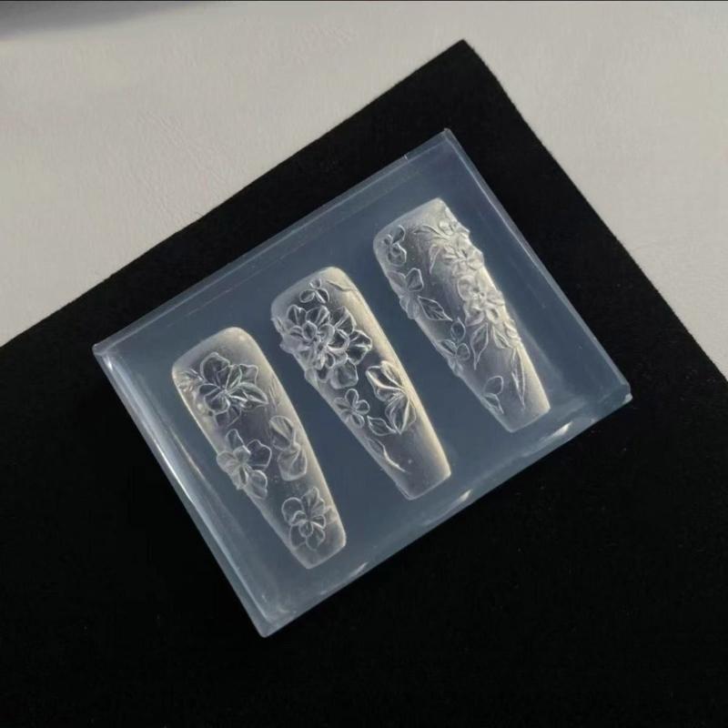 Easy Release Silicone Nail Stamp Molds Professional Manicure Patterns Moulds Stylish Embossed Nail Accessories Molds
