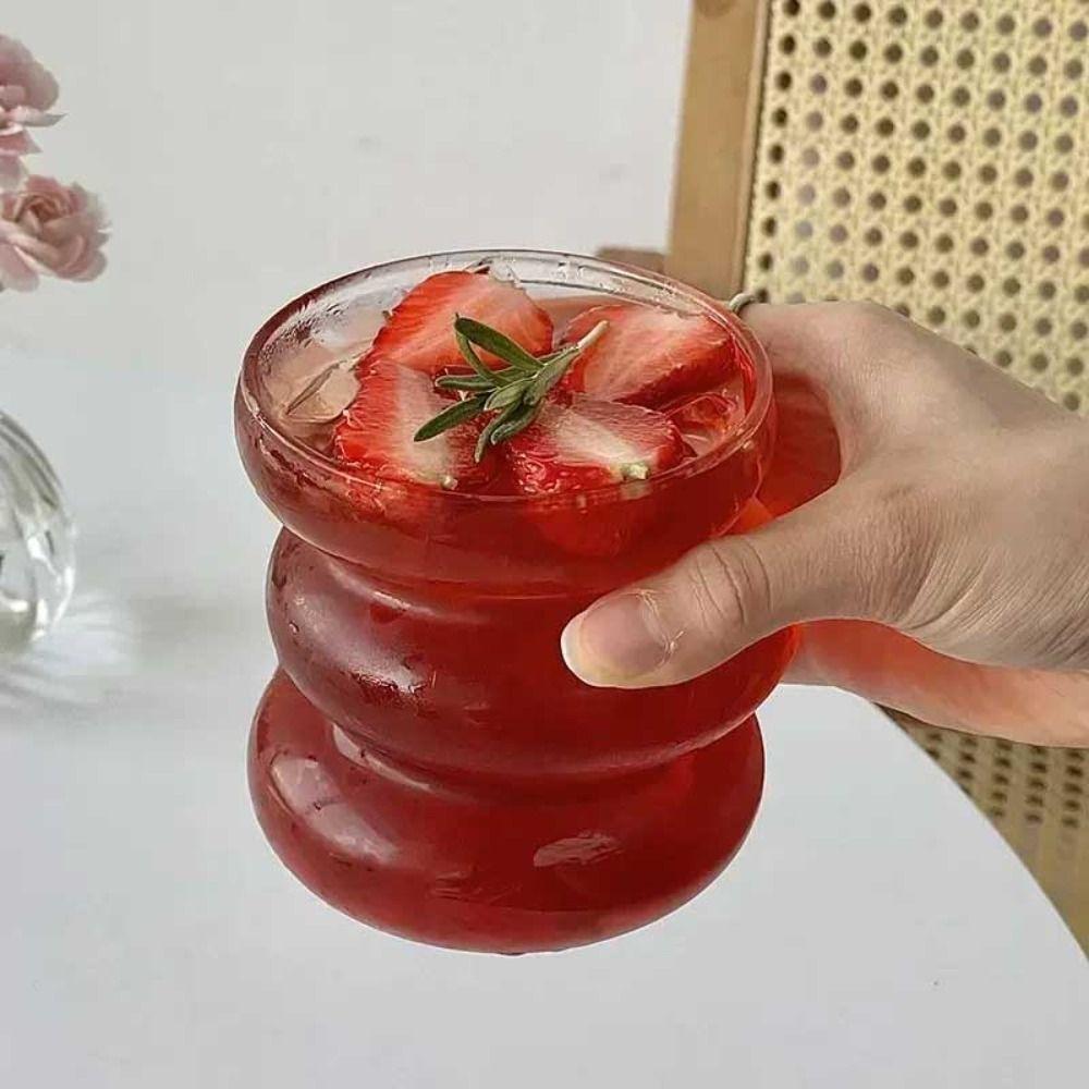 New Transparent Glass Coffee Mug Irregular Household Breakfast Mug with Handle Heat Resistant Milk Water Cocktail Glass Cup
